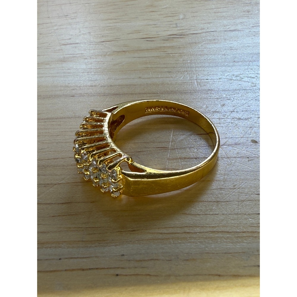 Vintage Gold Tone Pave Rhinestone Cocktail Ring 14KHGE Glam Statement Band - Picture 8 of 12
